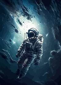 Astronaut Colorful Galaxy