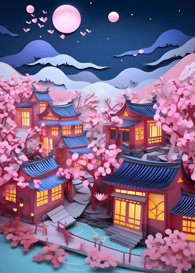 House and cherry blossoms