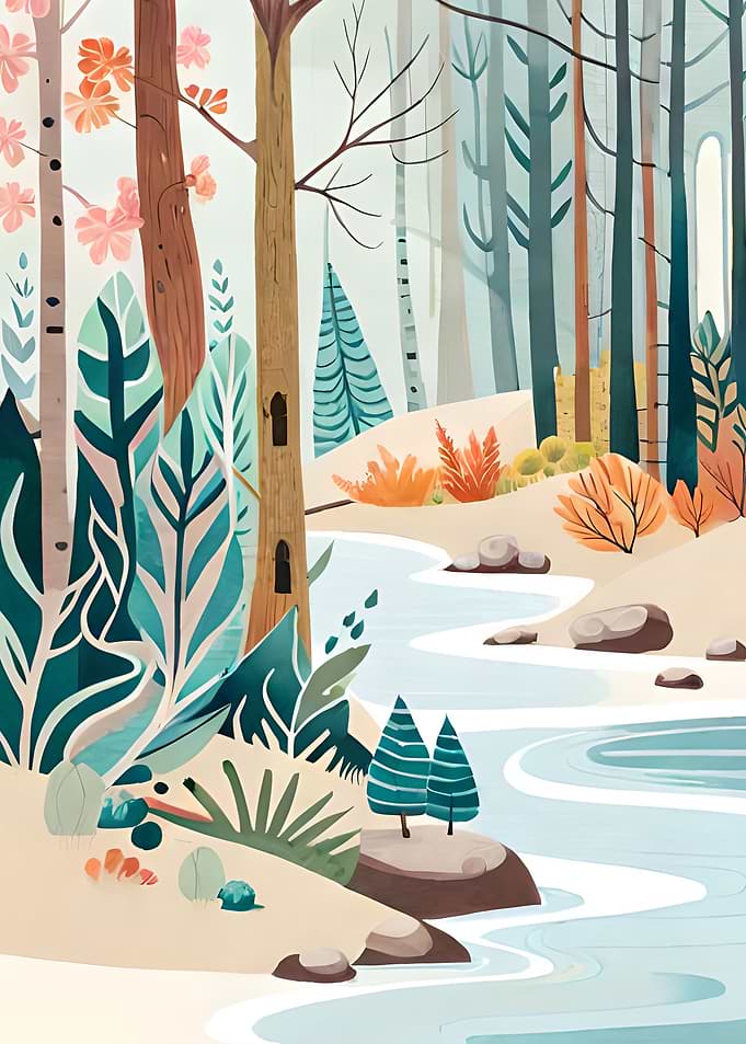 watercolor floral forest