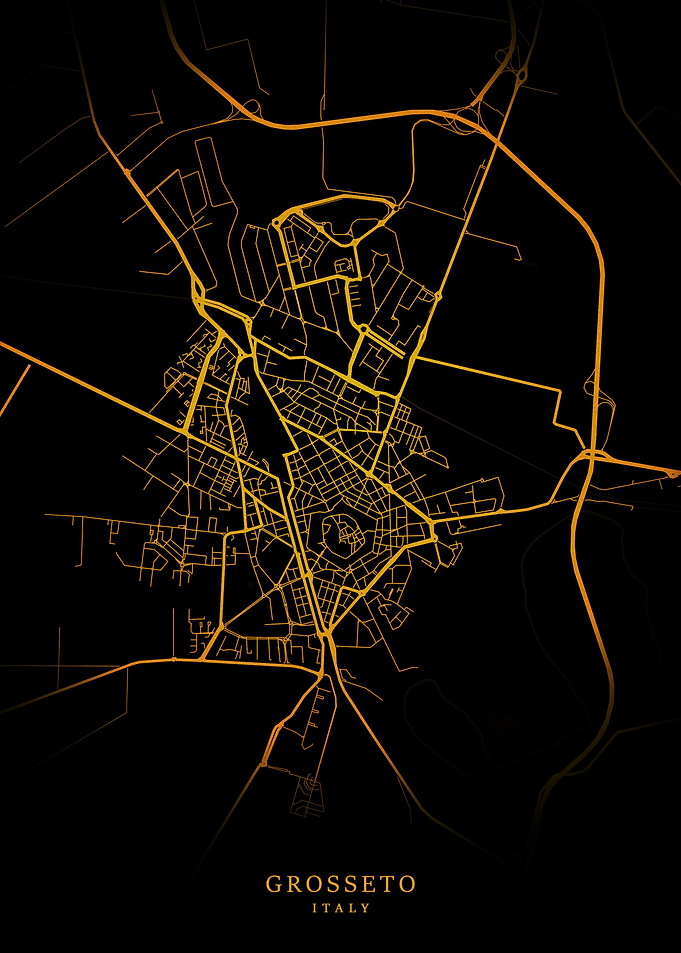 Grosseto City Map Gold