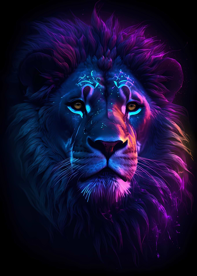 Neon Lion Head Portrait 5