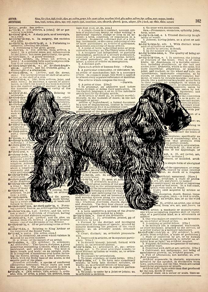 DOG ART ON DICTIONARY