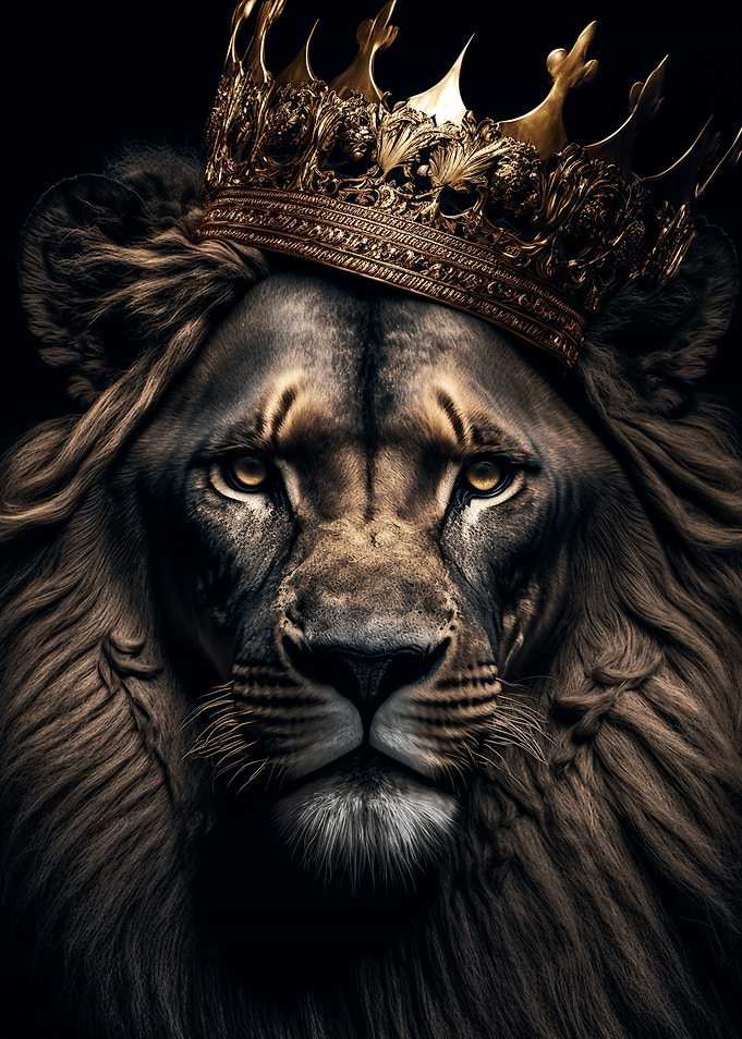 black lion king on gold