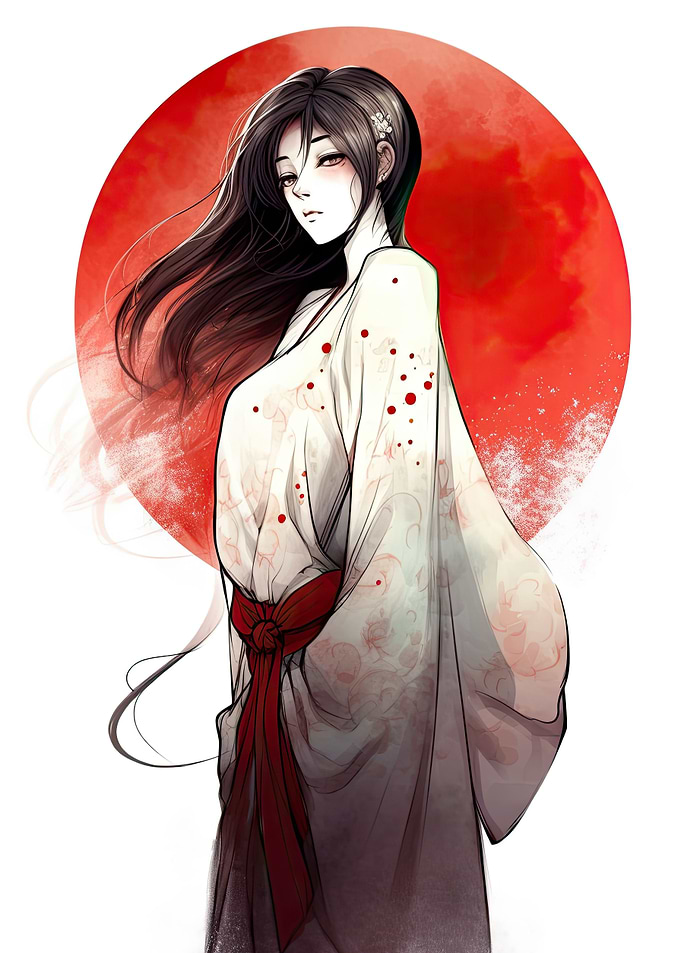 Japan Manga Red Woman