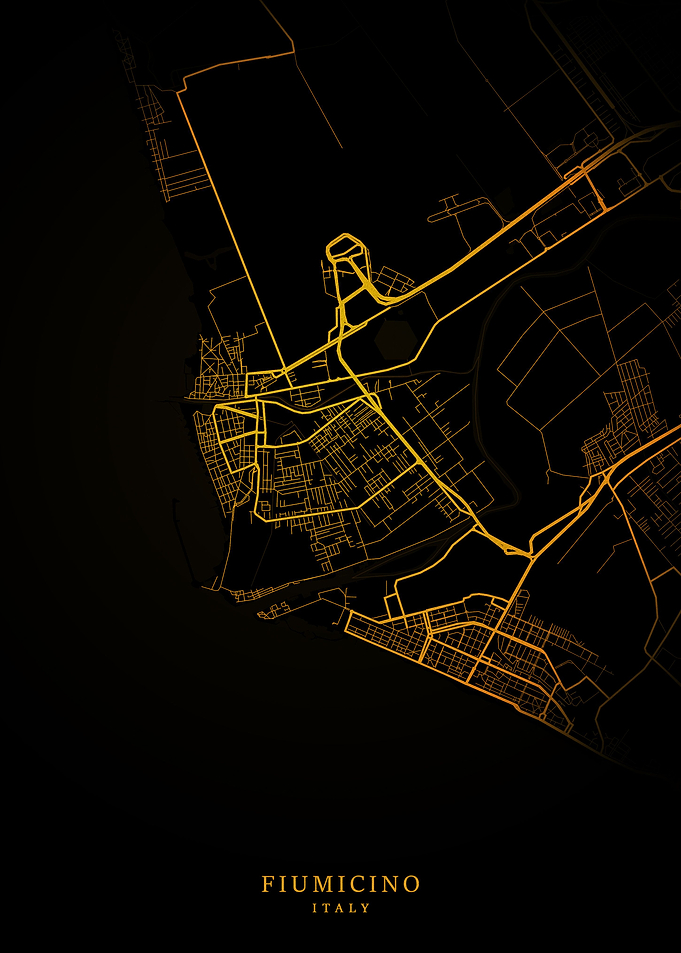 Fiumicino City Map Gold