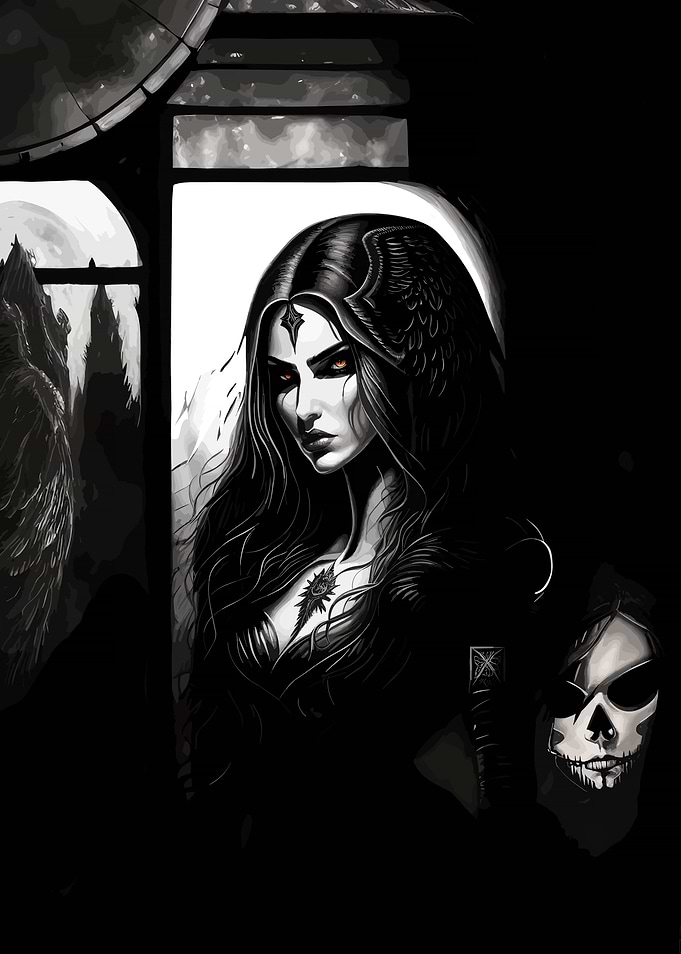 Chic Dark Angel Woman Art