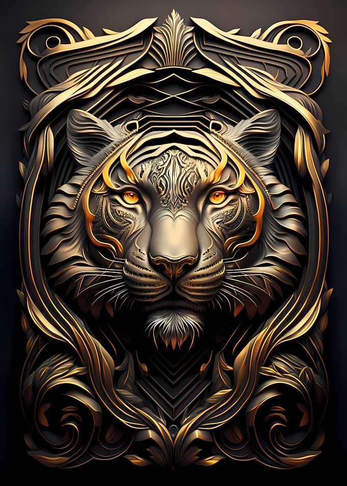Epic Tiger Golden Art Deco