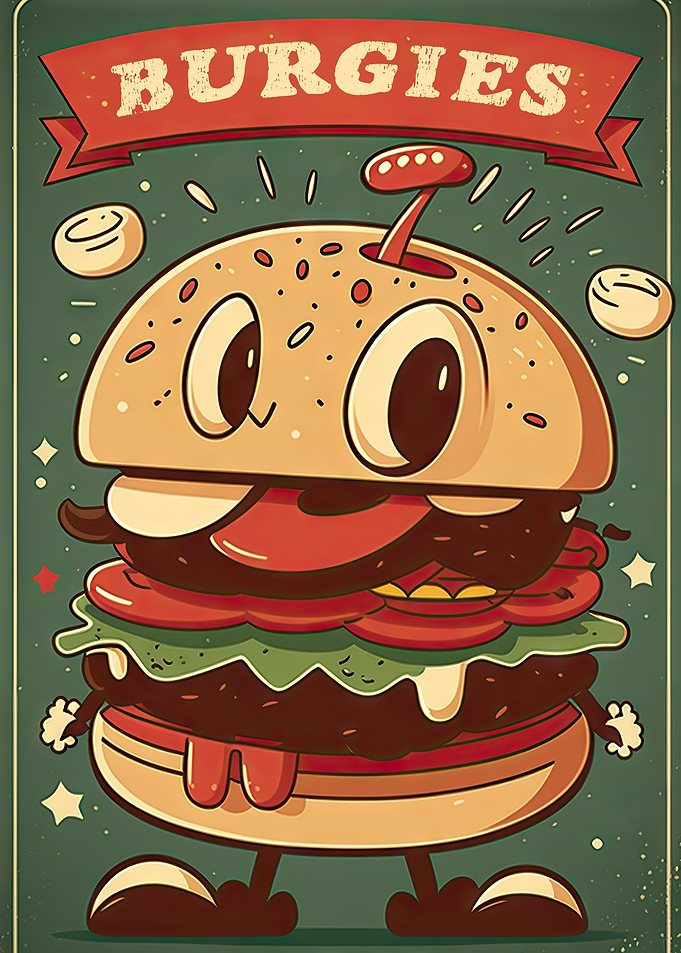 Cartoon Vintage Burger