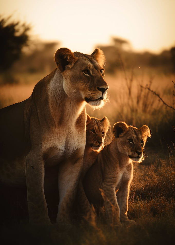 Lioness With Cubs