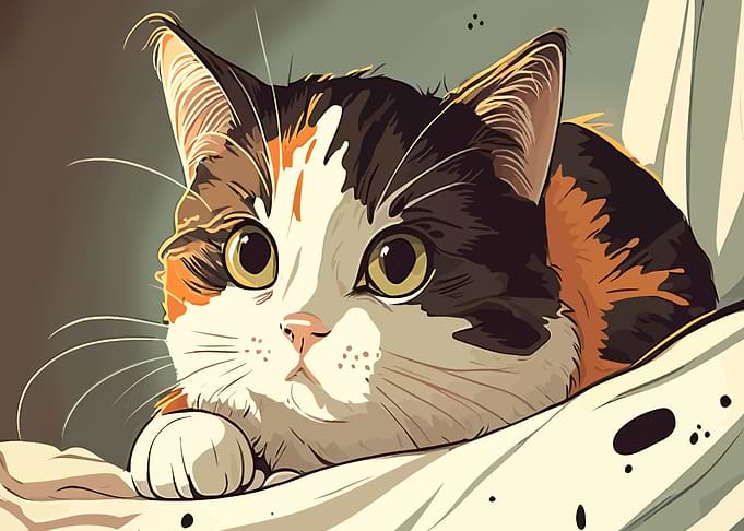 Vintage Cat Painting
