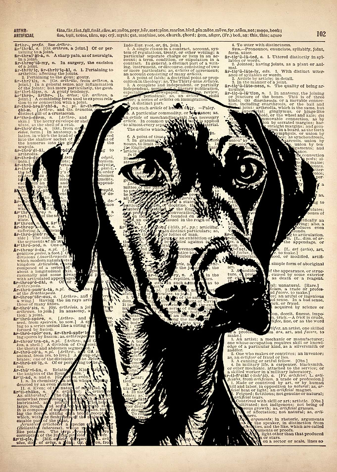 DOG ART ON DICTIONARY