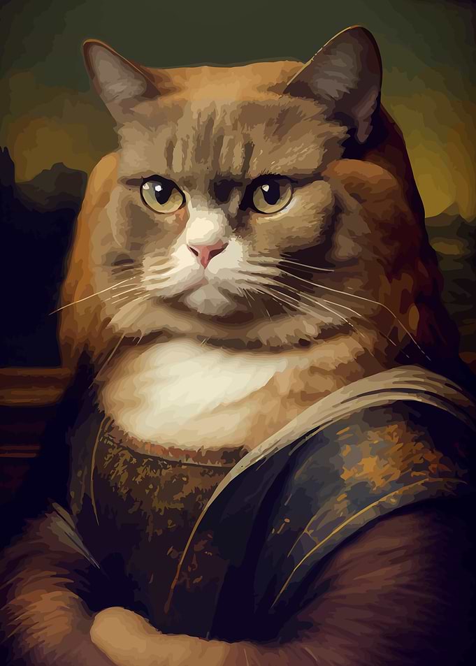 Vintage Cat Painting