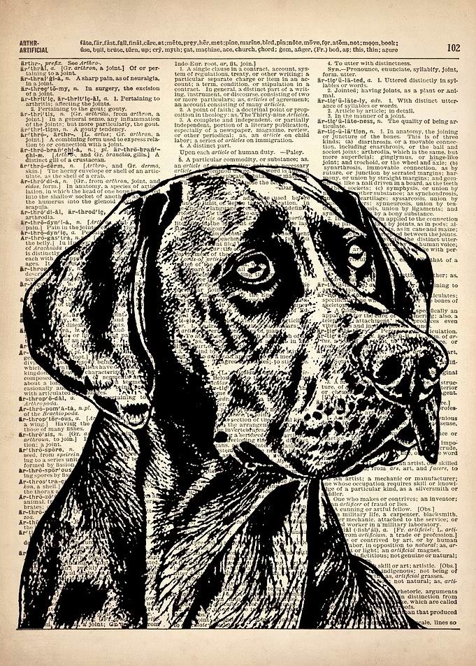 DOG ART ON DICTIONARY