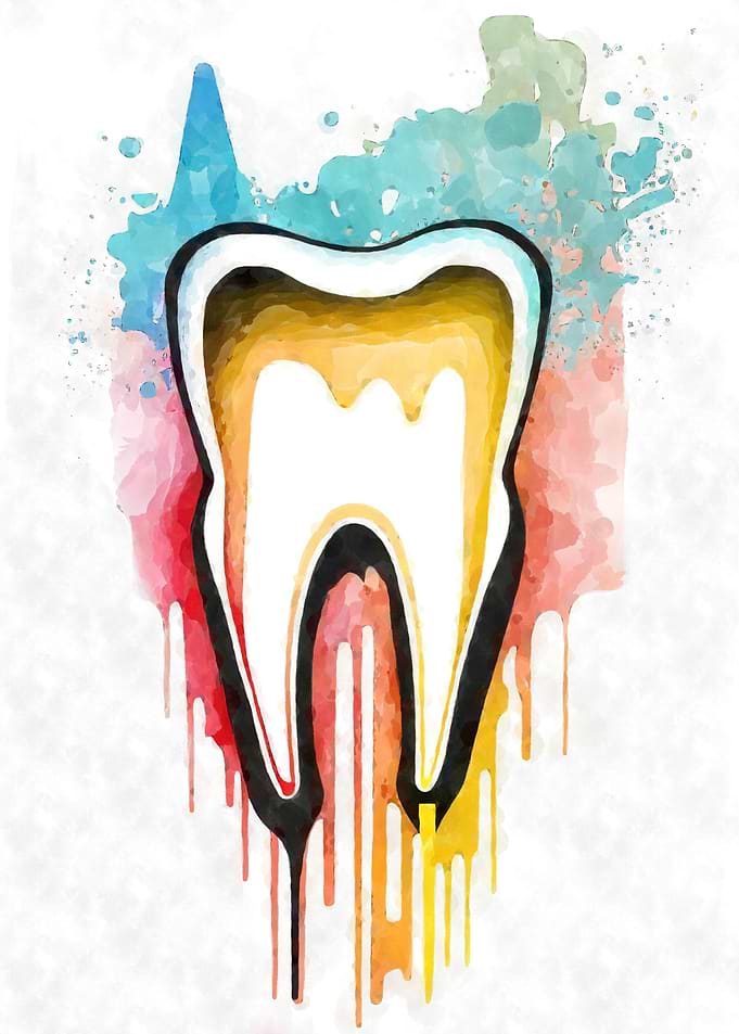 Human Tooth Watercolor