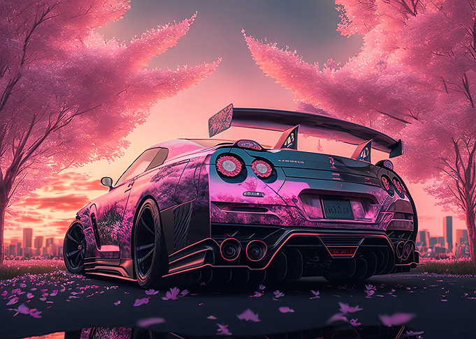 car cherry blossoms sakura