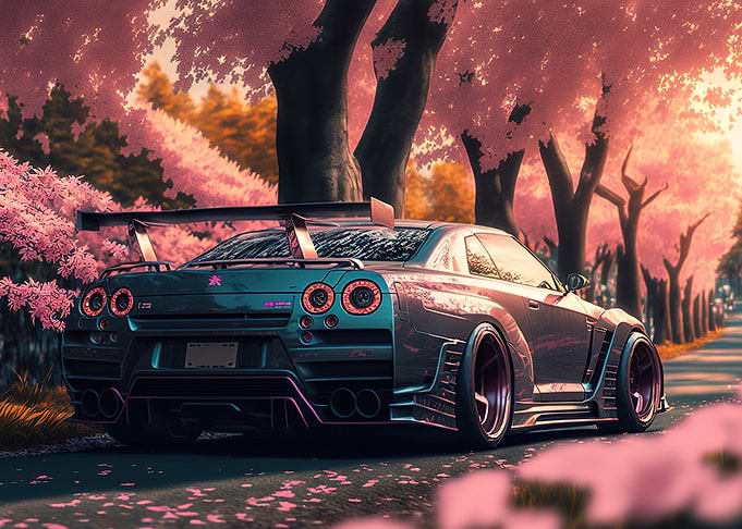 car cherry blossoms sakura
