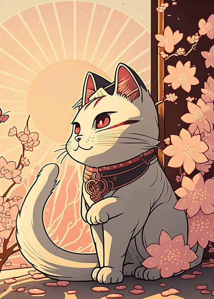 Cat Cherry Blossoms
