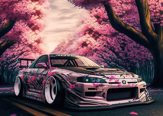 car cherry blossoms sakura