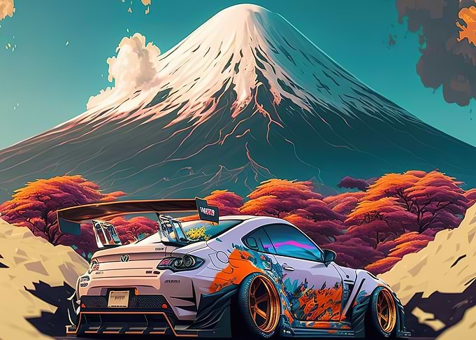 car cherry blossoms sakura