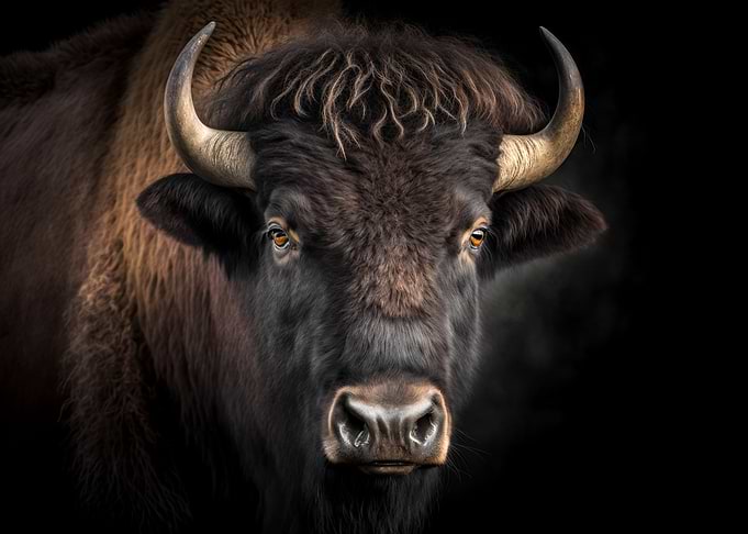 Bull portrait on dark