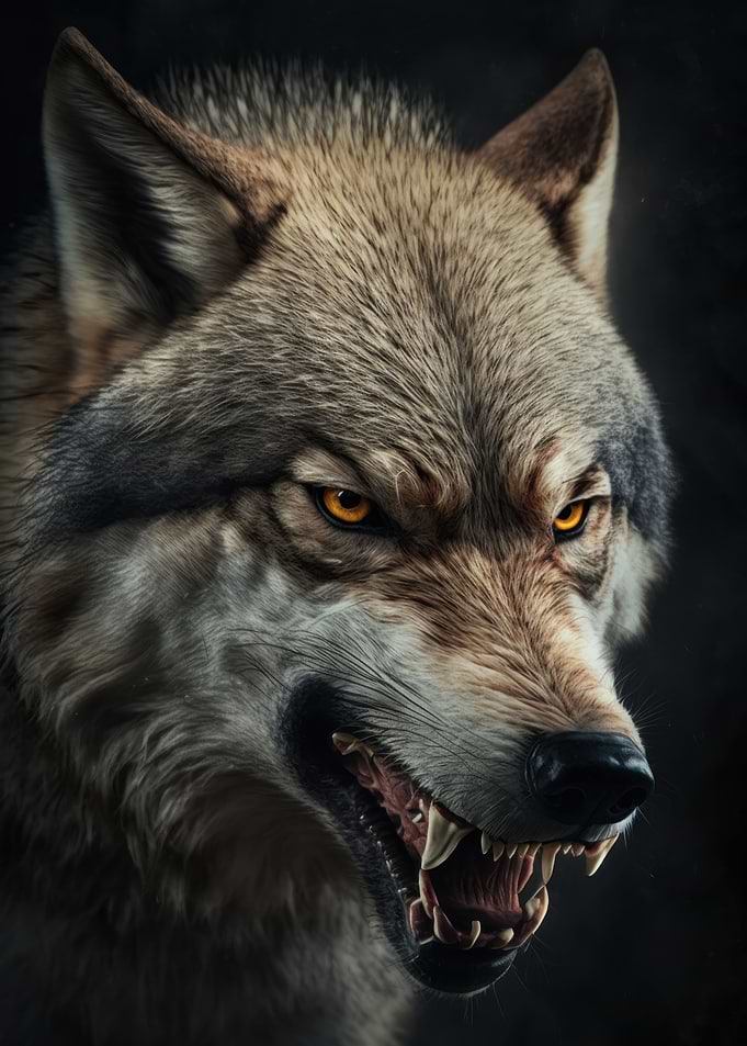 Angry wolf portrait