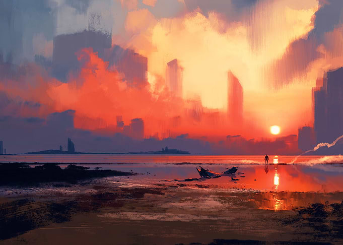 Man on sea beach