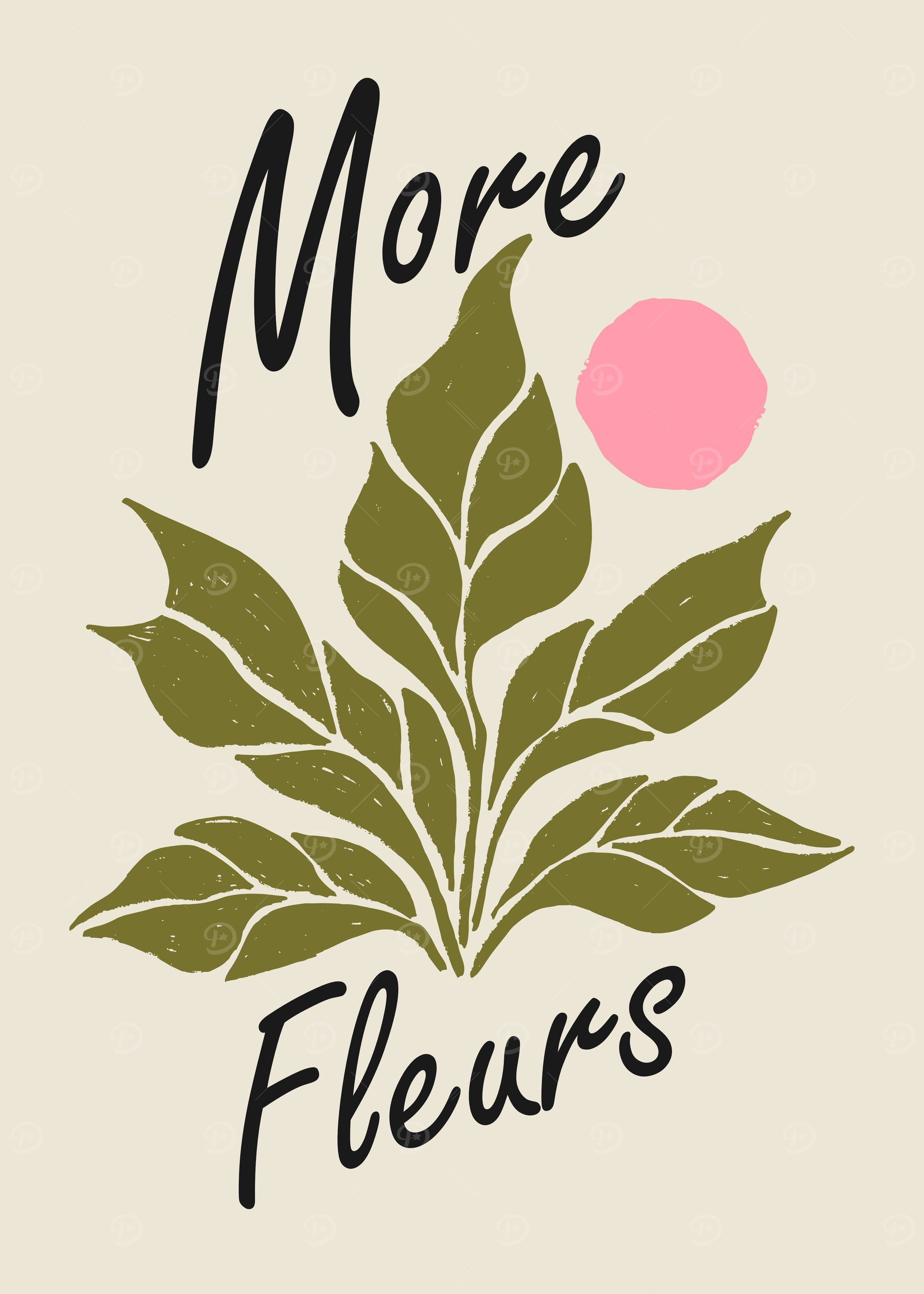 More Fleurs Green Leaf