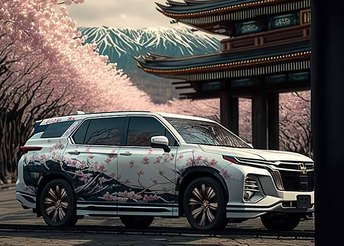 car cherry blossom japan