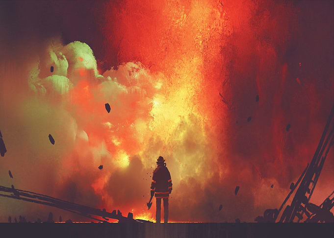 Brave firefighter