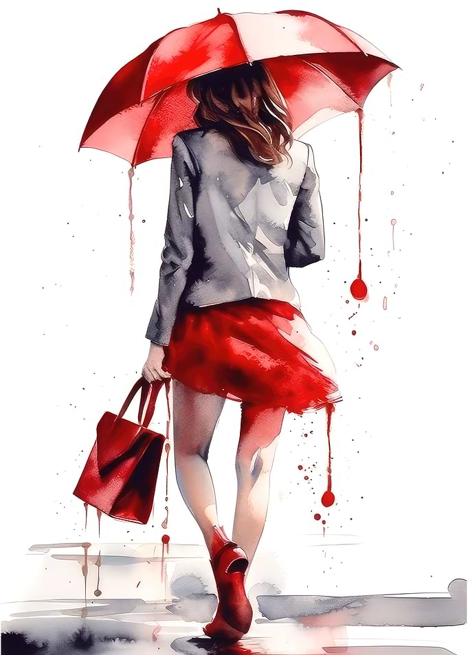 Girl with a red umbrella