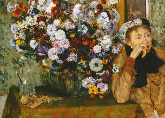 Beside a Vase of Flowers