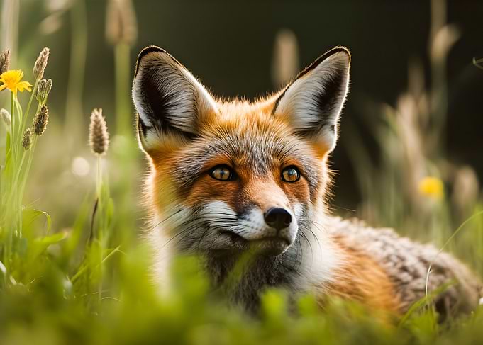 Fox in the tall grass