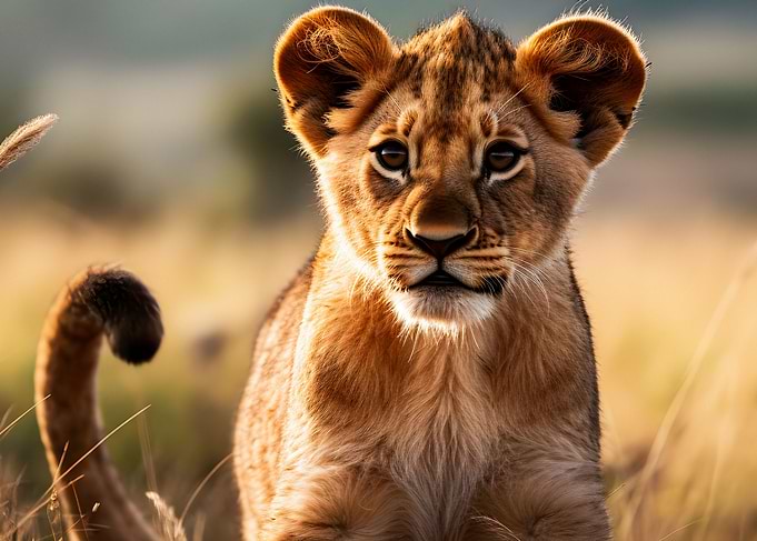 Lion cub looking at you