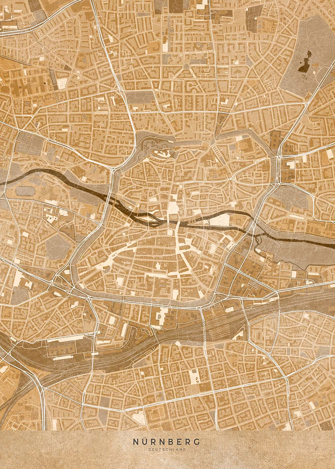Sepia map of Nuremberg D