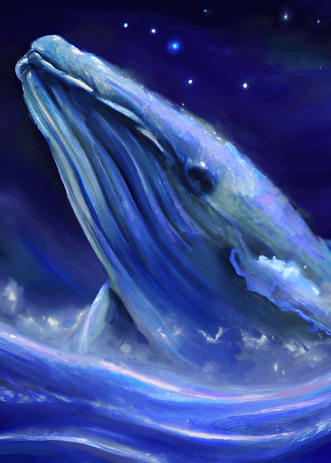 Big Blue Whale at Night