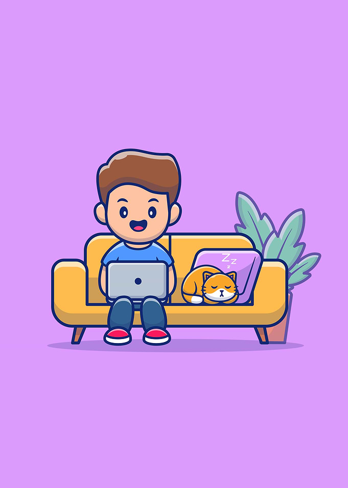 Male Working On Laptop