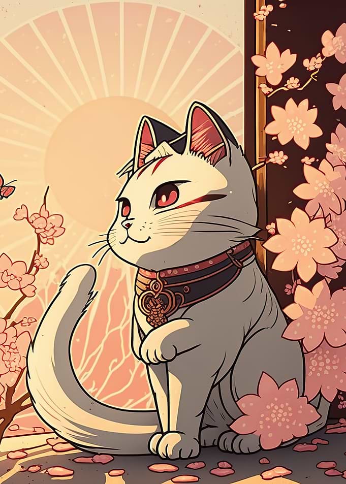 Cat cherry blossom Japan