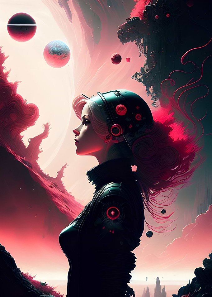 Astronaut Lady Red Planet