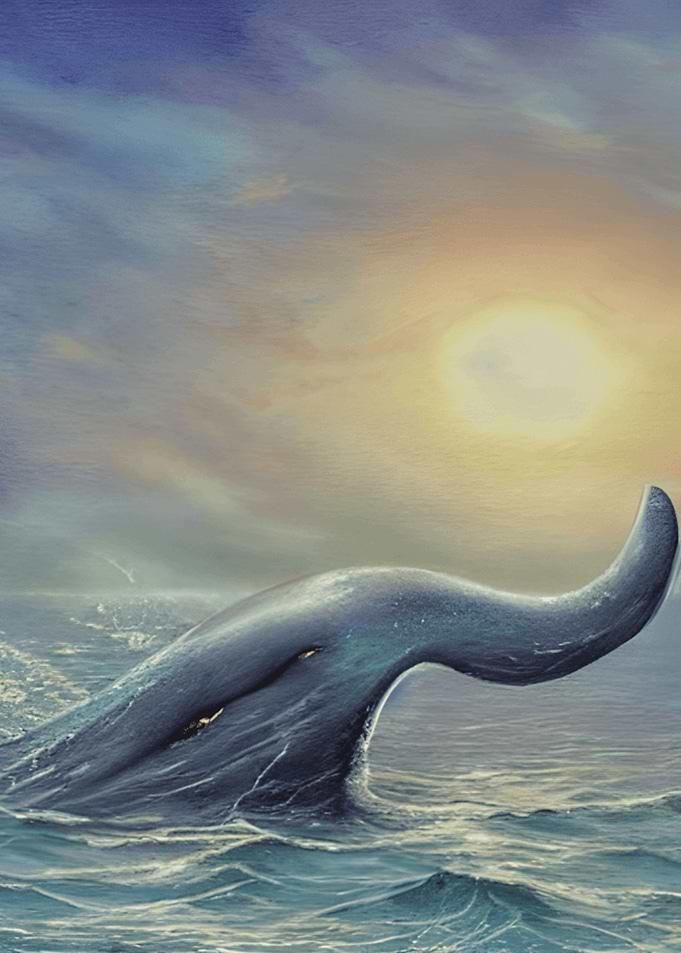 Whale Fin and Sun Poster