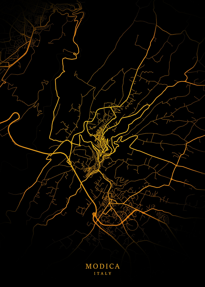 Modica City Map Gold
