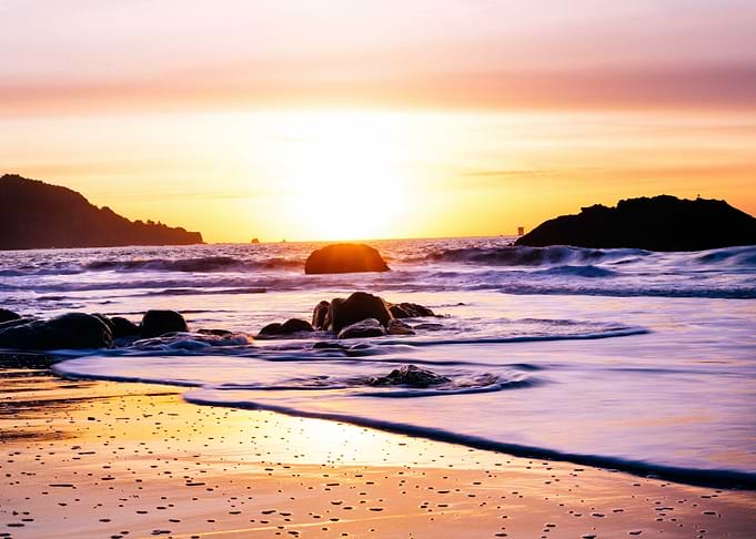 Sandy Ocean Beach Sunset