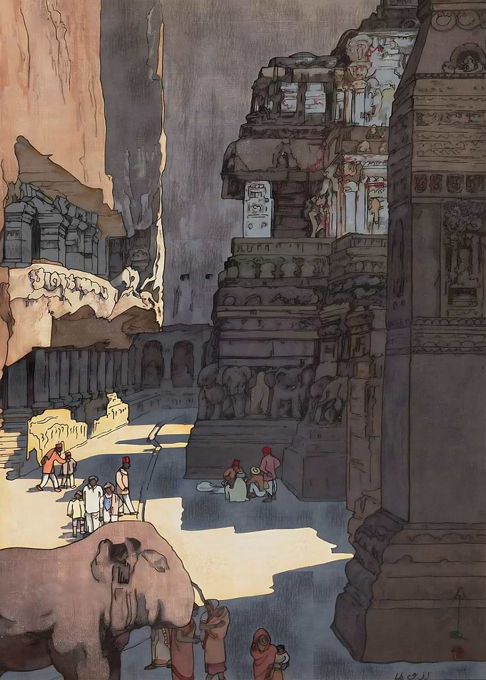 Ukiyo e Ghat in Benares