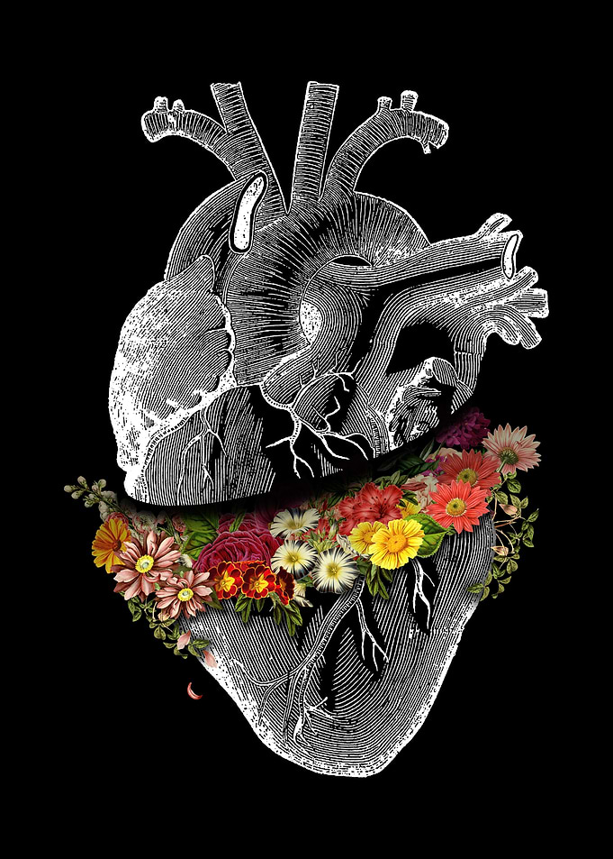 Vintage Heart Flower Colla