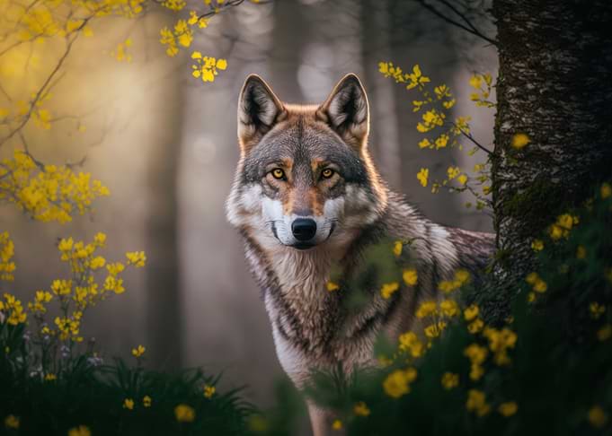Wolf in nature habitat