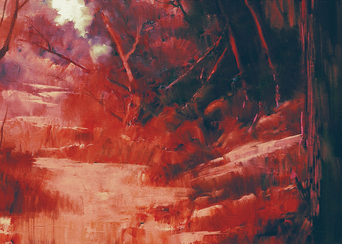 Landscape of red forest