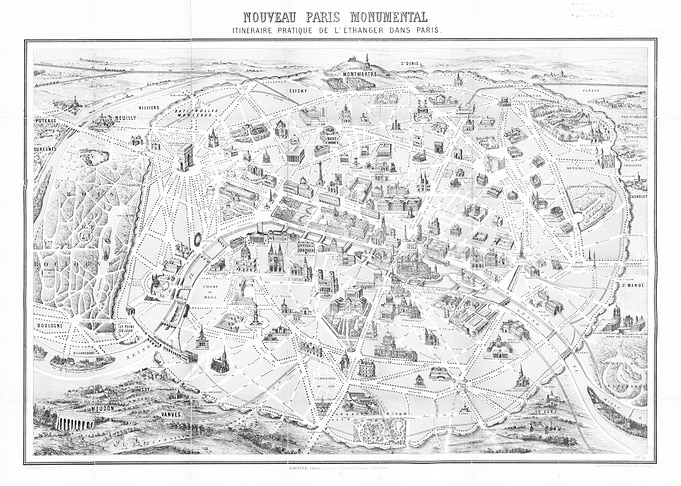 Paris vintage white map
