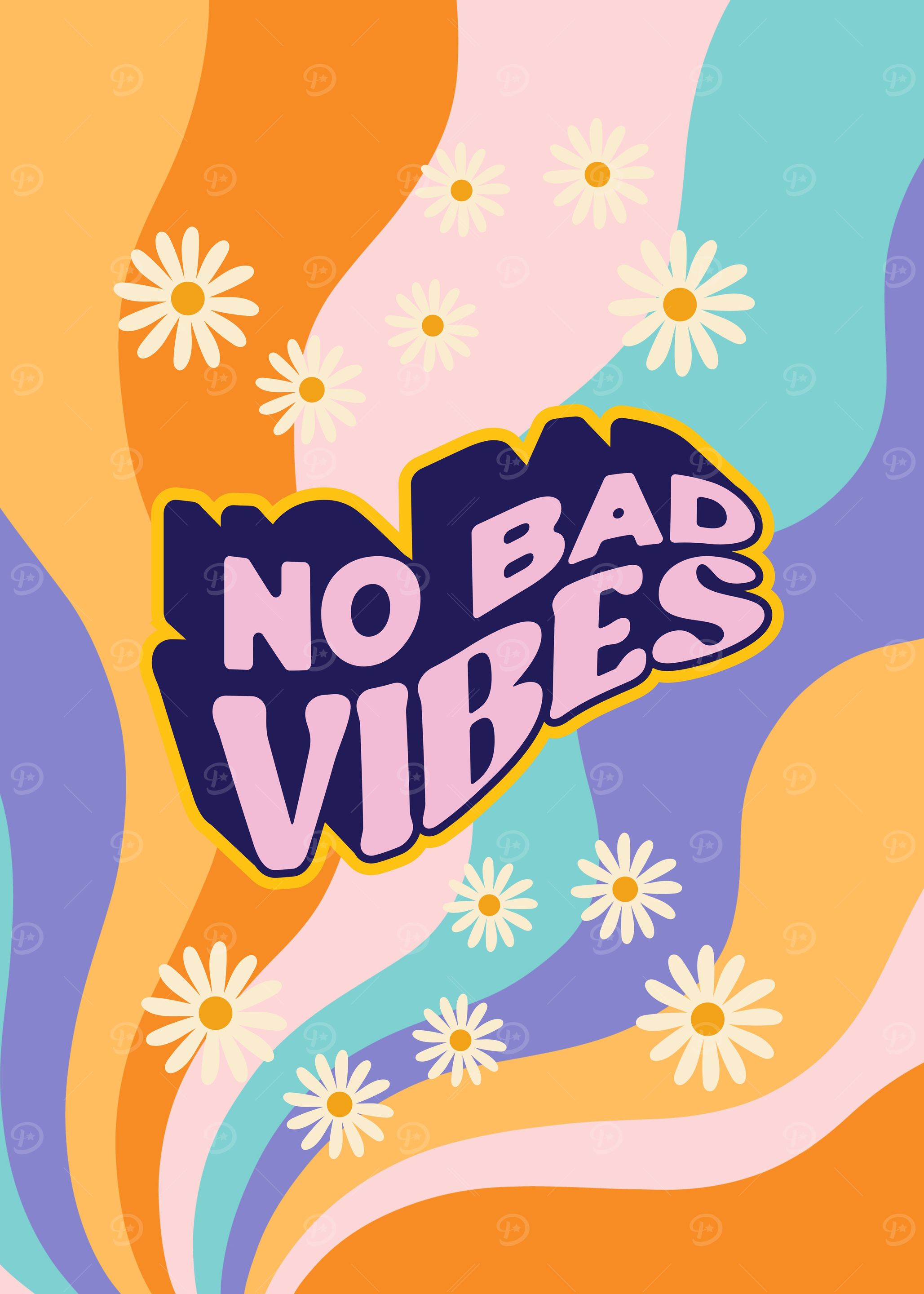 Retro No Bad Vibes Hippie