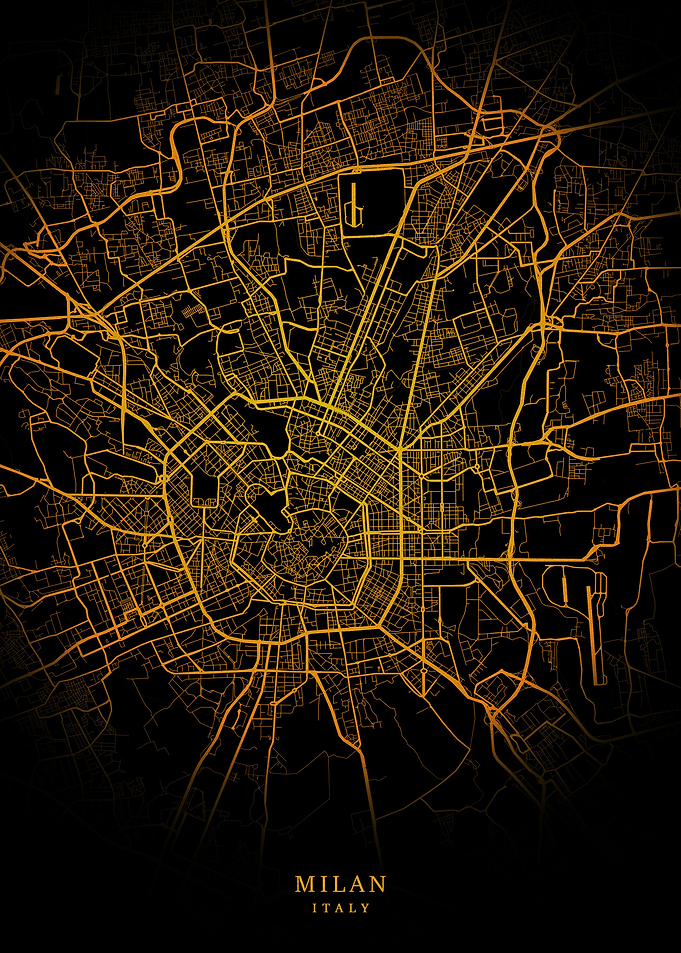 Milan City Map Gold