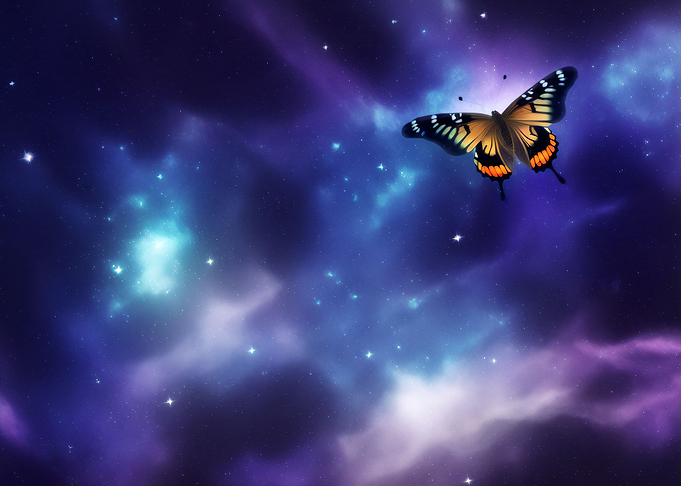 Butterfly flying into gala
