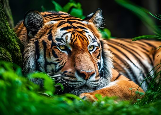 Beautiful sleeping tiger